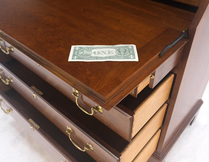 Solid Cherry Multi Compartment Drop Front Secretary Desk w/ Drawer File Cabinet