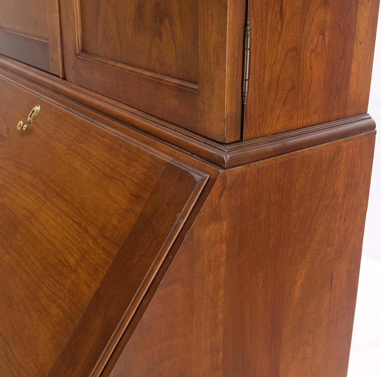 Solid Cherry Multi Compartment Drop Front Secretary Desk w/ Drawer File Cabinet
