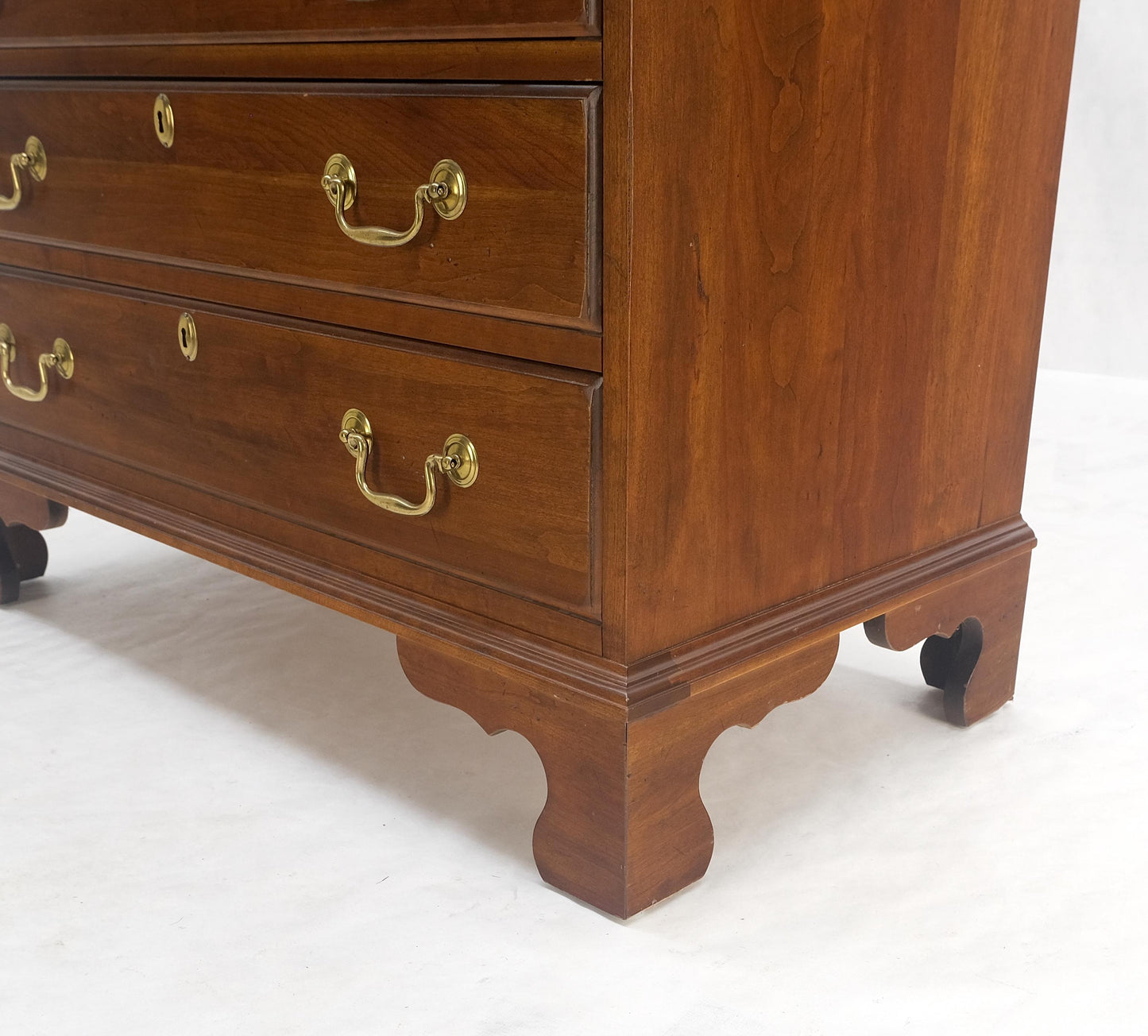 Solid Cherry Multi Compartment Drop Front Secretary Desk w/ Drawer File Cabinet
