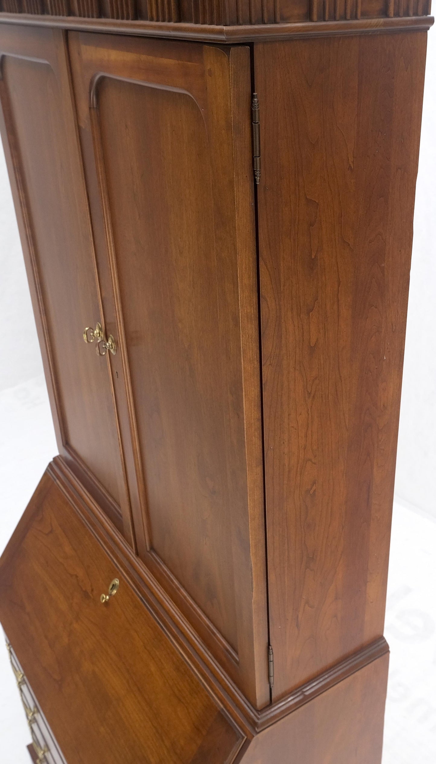 Solid Cherry Multi Compartment Drop Front Secretary Desk w/ Drawer File Cabinet