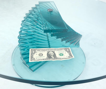 EstablishedLines Stacked Glass Fan Shape Base  Round Coffee Table Italian Post Modern Mid Century