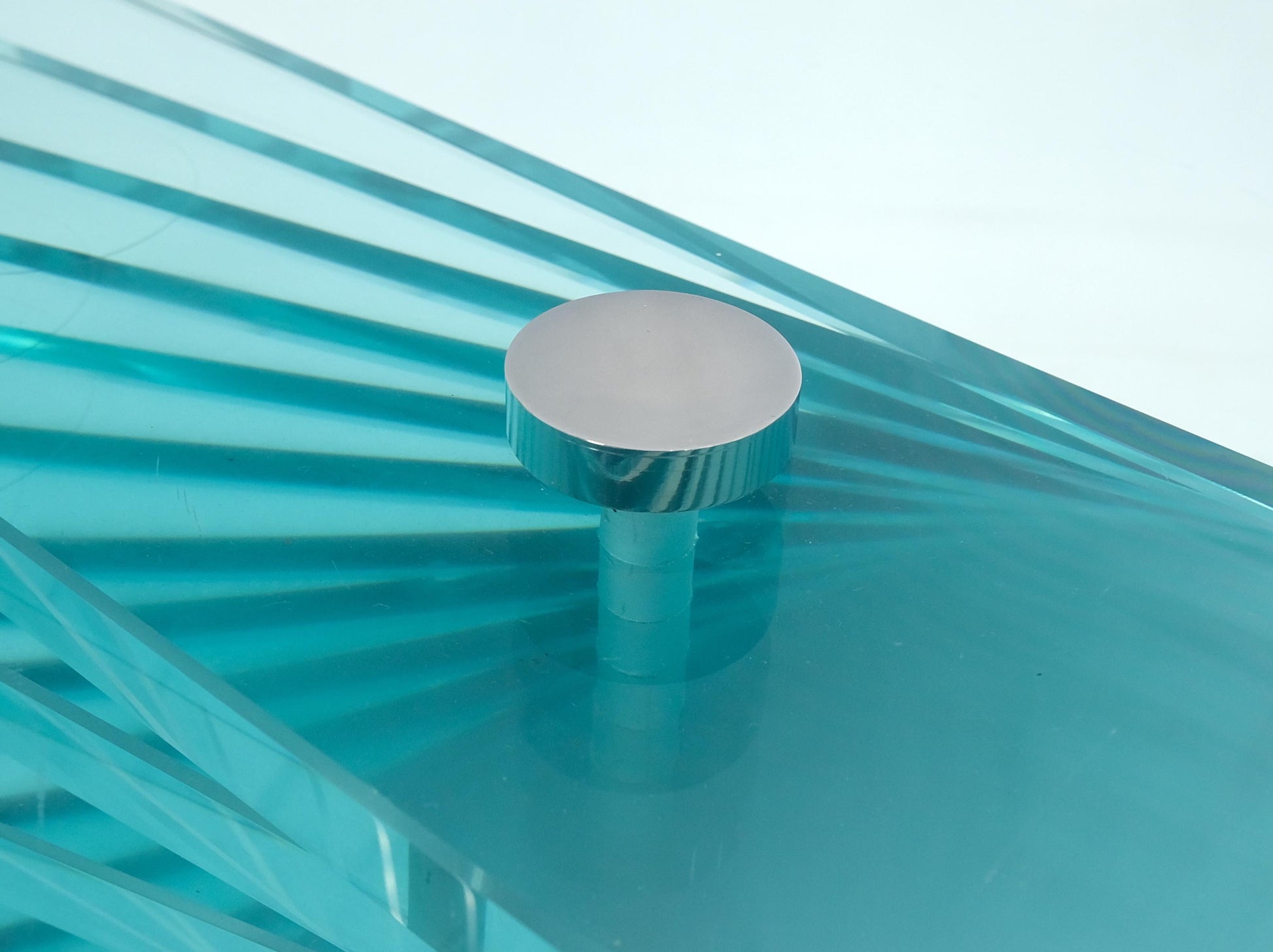 EstablishedLines Stacked Glass Fan Shape Base  Round Coffee Table Italian Post Modern Mid Century