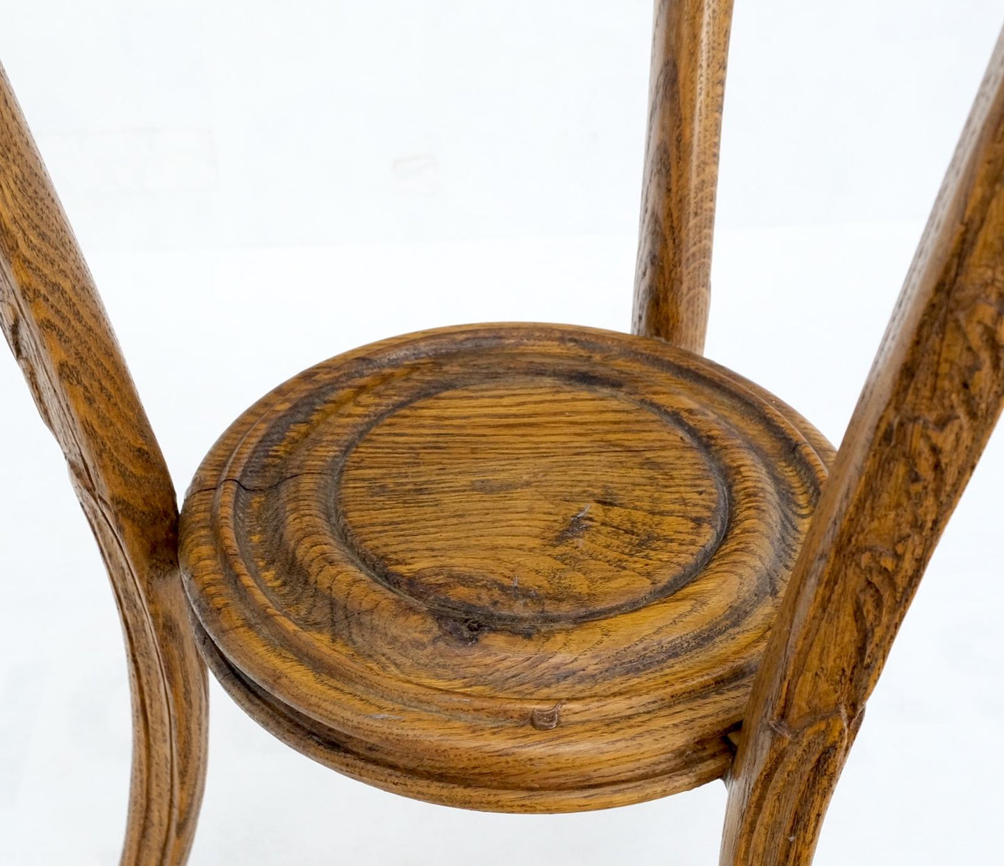 EstablishedLines Antique Carved Oak Tripod Tri legged Plant Stand