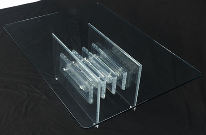 EstablishedLines Mid Century Thick Polished Lucite Rectangle Glass Top Coffee Center Table MINT!