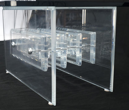 EstablishedLines Mid Century Thick Polished Lucite Rectangle Glass Top Coffee Center Table MINT!