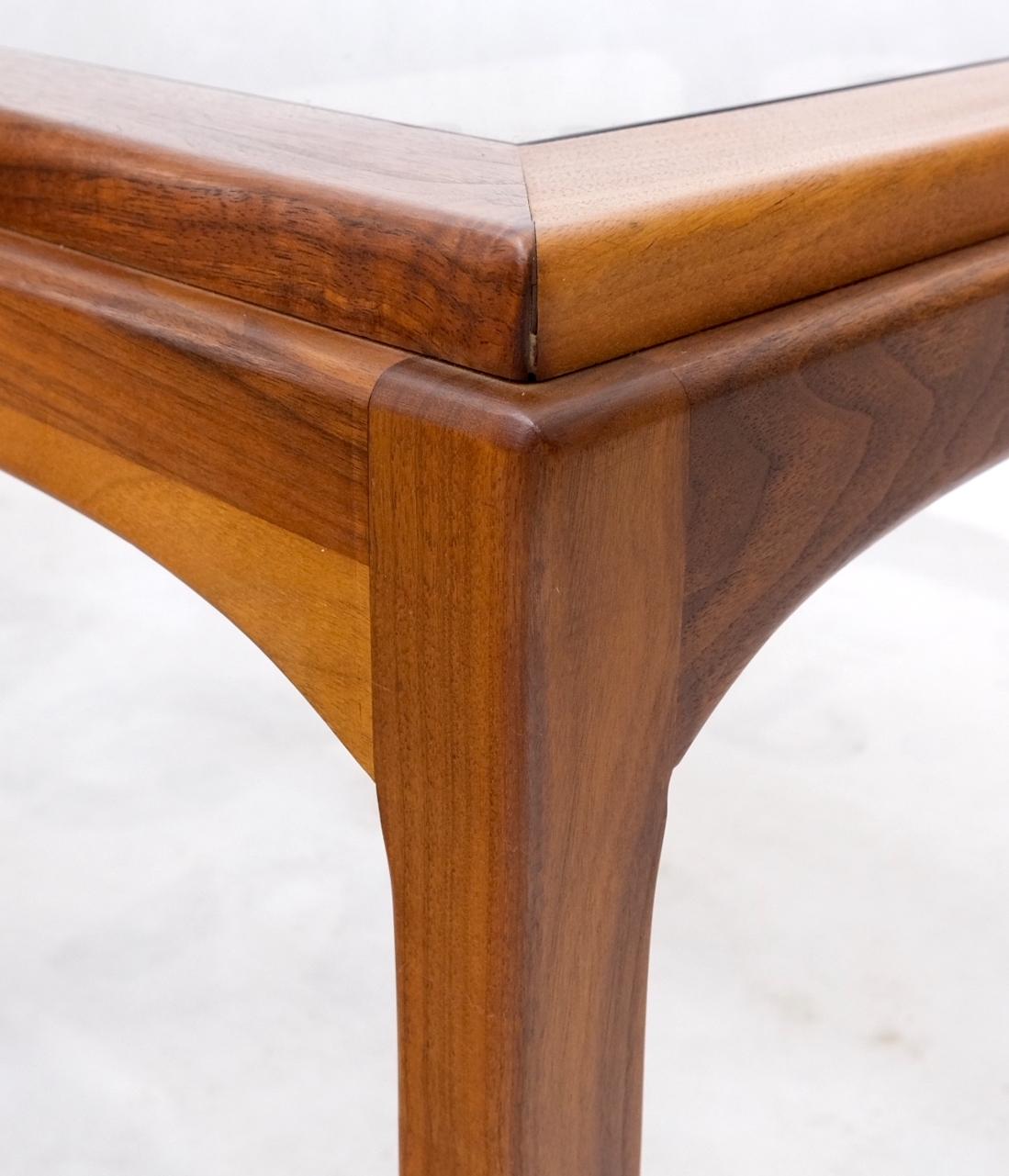 EstablishedLines Pair Solid Oiled Walnut Smoked Glass Rectangle End Tables Stands Mid Century
