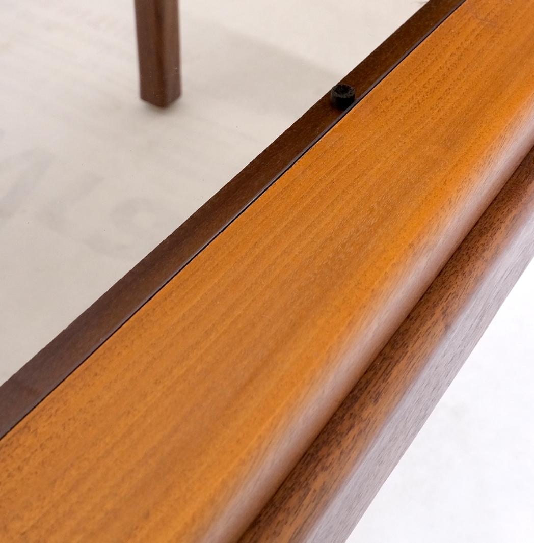 EstablishedLines Pair Solid Oiled Walnut Smoked Glass Rectangle End Tables Stands Mid Century