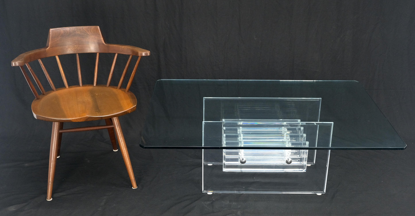 EstablishedLines Mid Century Thick Polished Lucite Rectangle Glass Top Coffee Center Table MINT!