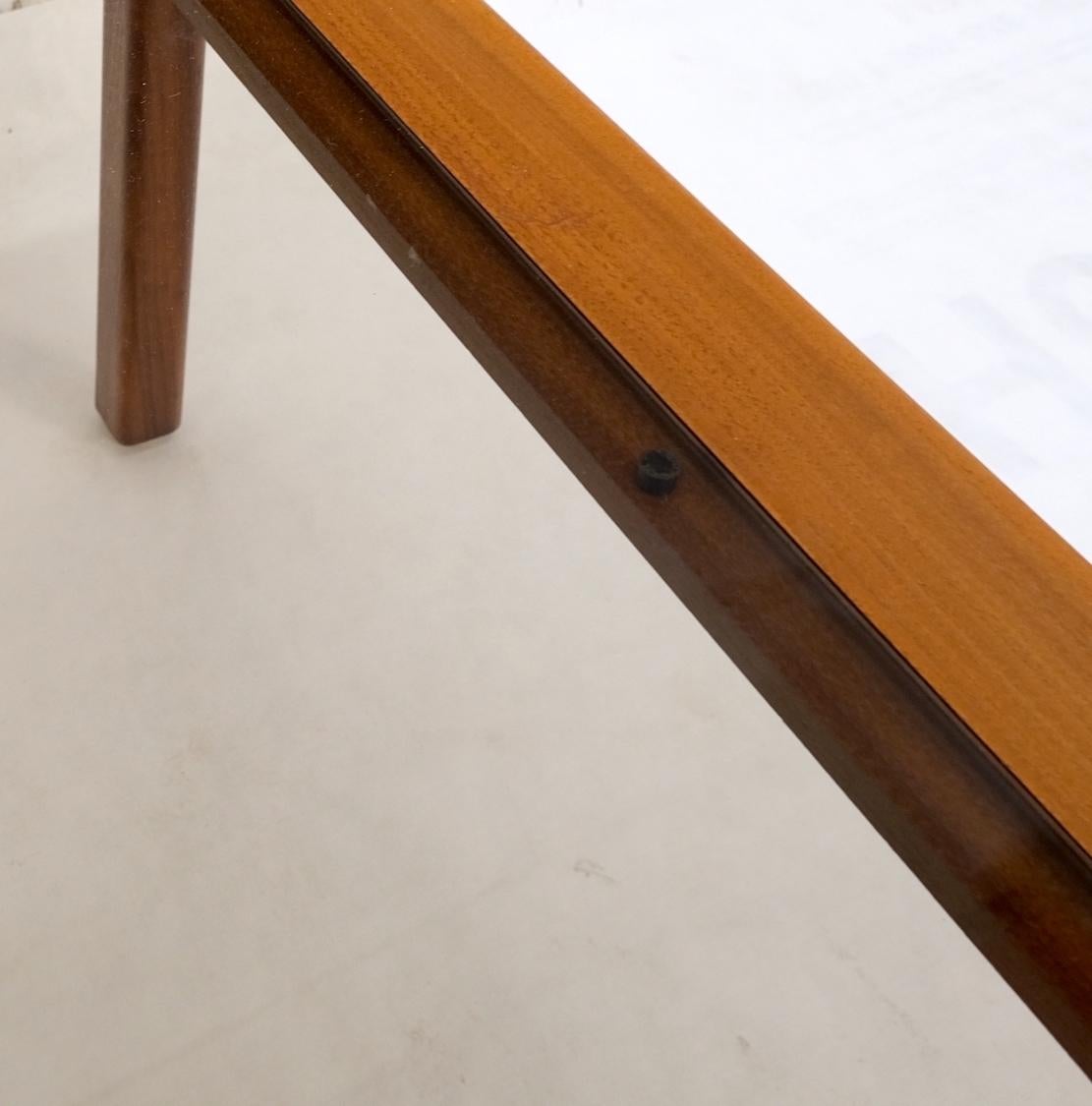 EstablishedLines Pair Solid Oiled Walnut Smoked Glass Rectangle End Tables Stands Mid Century