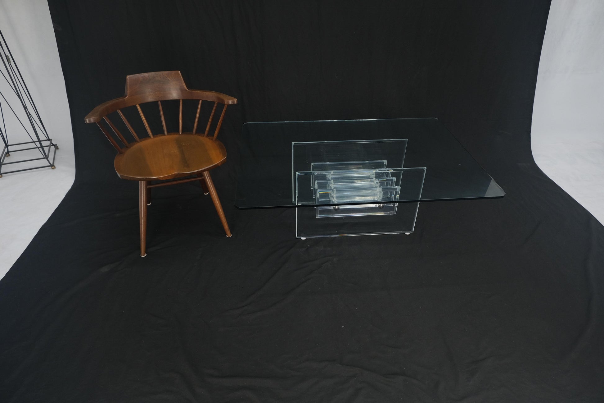 EstablishedLines Mid Century Thick Polished Lucite Rectangle Glass Top Coffee Center Table MINT!