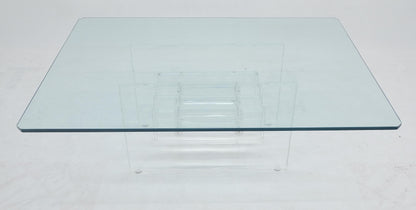 EstablishedLines Mid Century Thick Polished Lucite Rectangle Glass Top Coffee Center Table MINT!