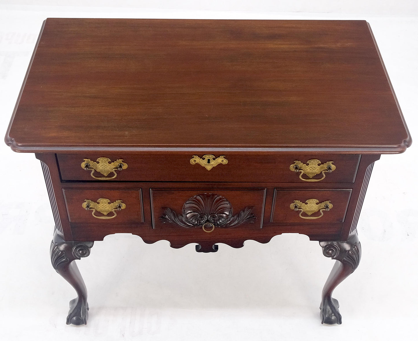Chippendale Style Carved Mahogany Ball & Claw 4 Drawer Low Boy Dresser CLEAN!