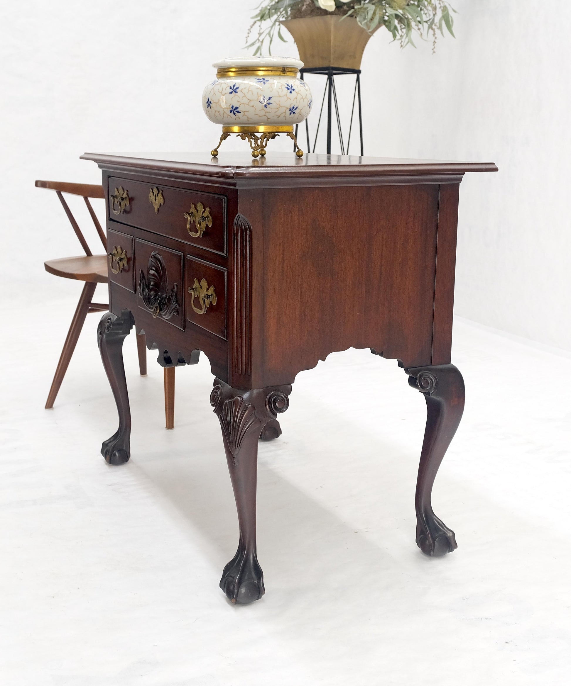 EstablishedLines Chippendale Style Carved Mahogany Ball & Claw 4 Drawer Low Boy Dresser CLEAN!
