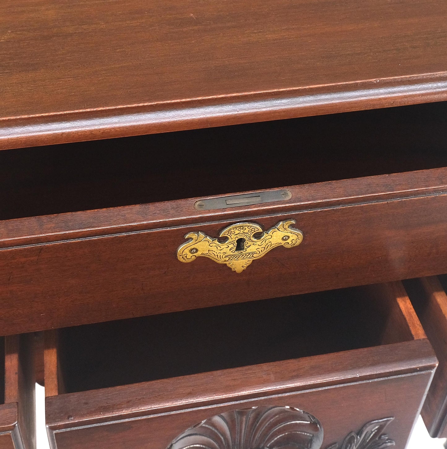 Chippendale Style Carved Mahogany Ball & Claw 4 Drawer Low Boy Dresser CLEAN!