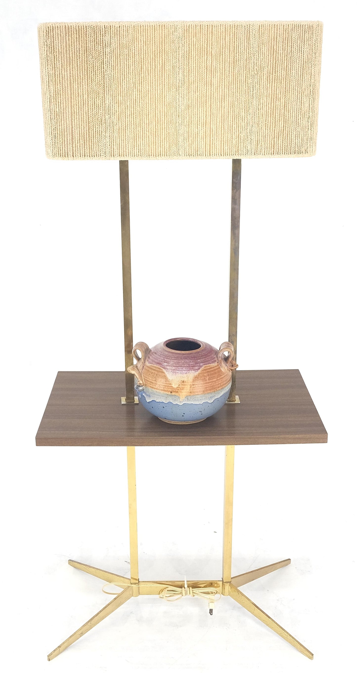EstablishedLines Mid Century Modern All Solid Brass Rectangle End Table Floor Lamp McCobb Style