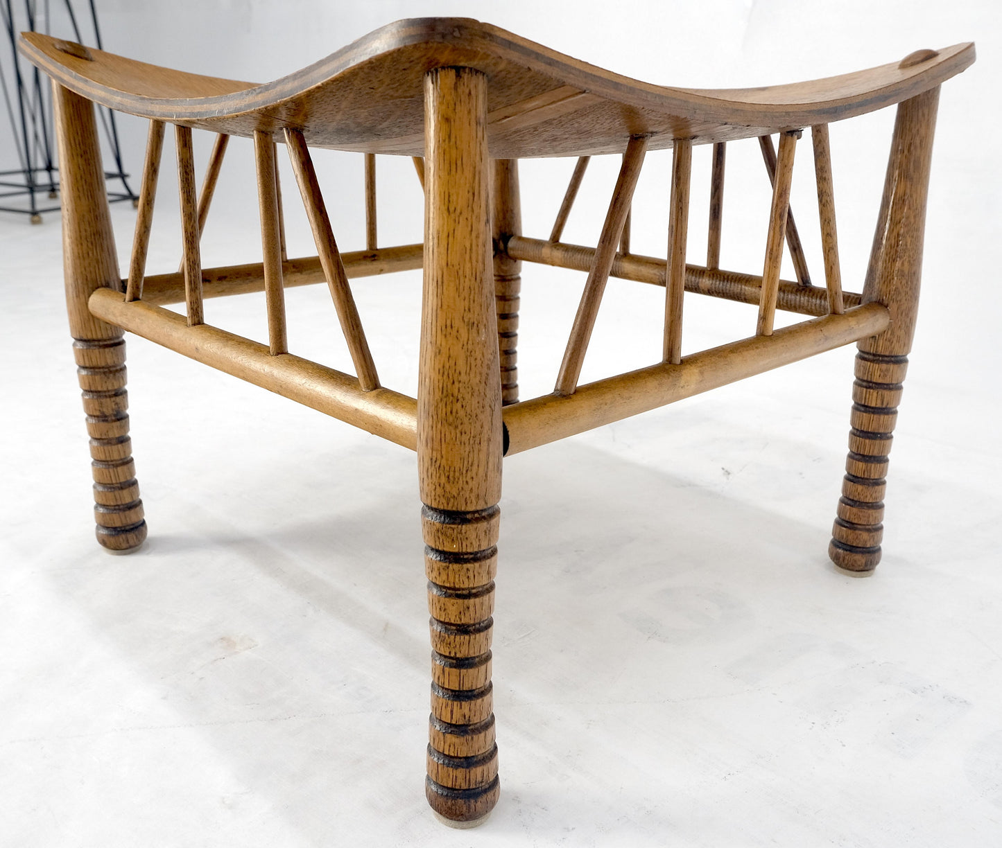 EstablishedLines Unusual Molded Plywood Oak Arts & Crafts Style Square "Sling" Seat MINT!