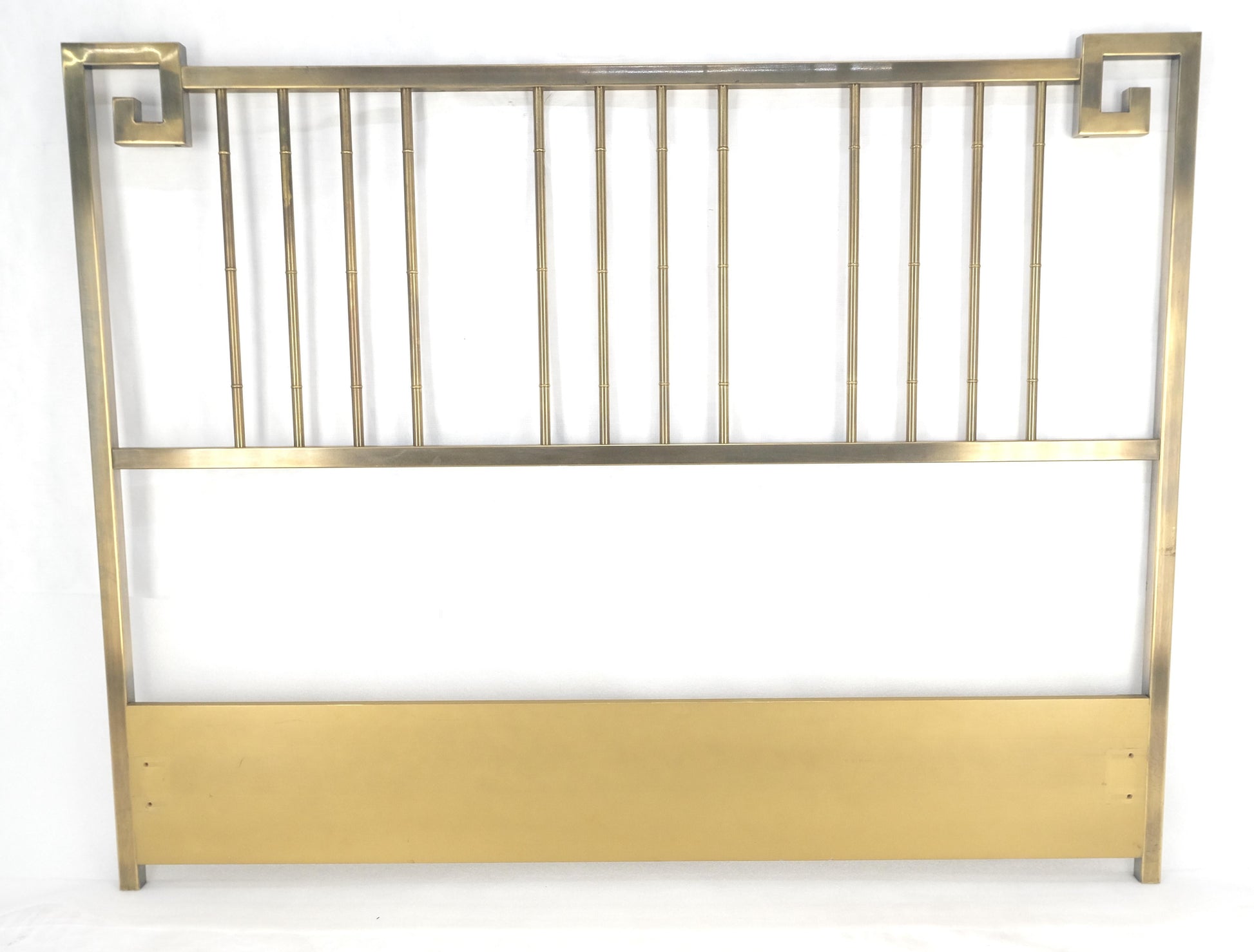 EstablishedLines Mastercraft Greek Key Style Mid Century Modern Brass Queen Size Headboard