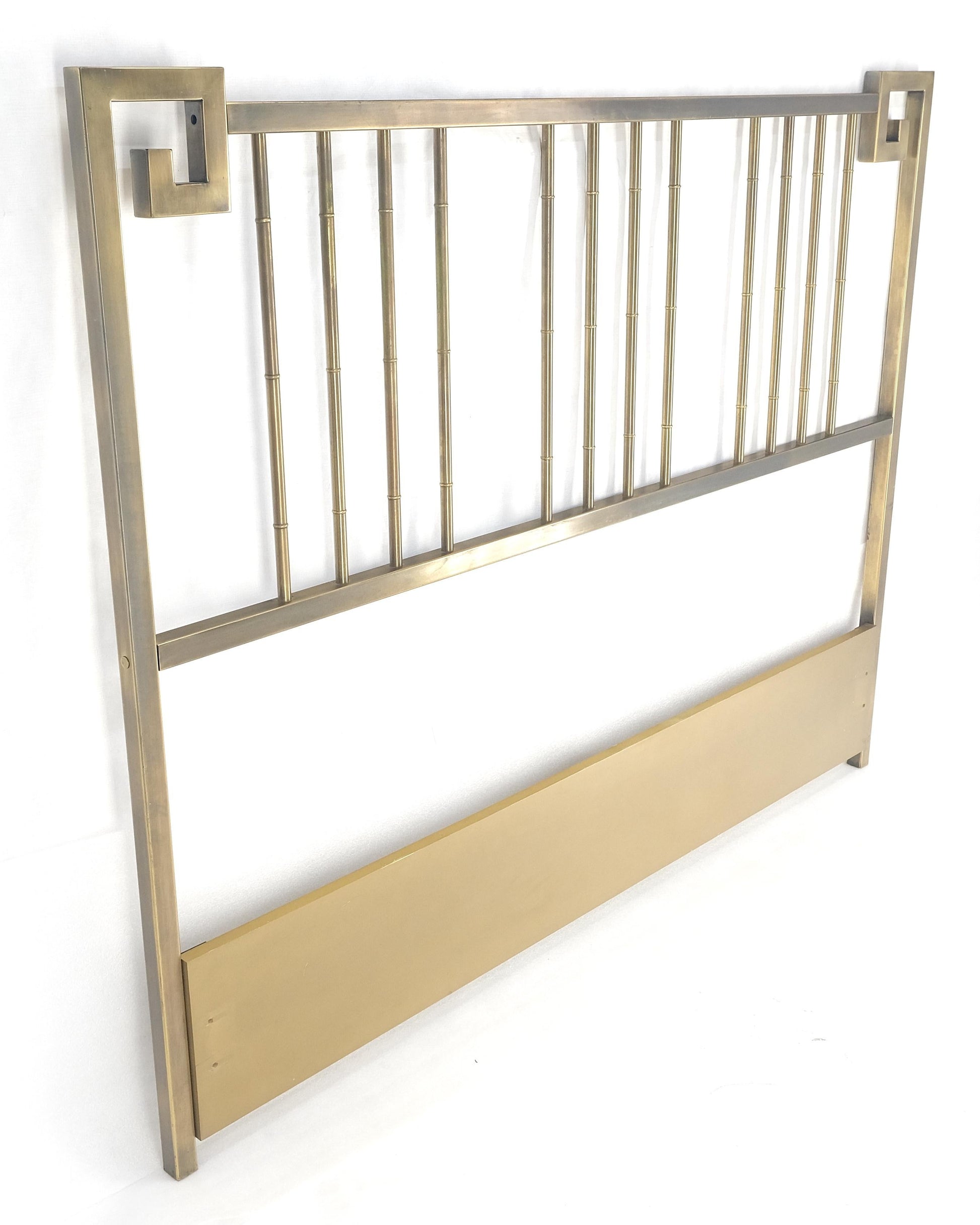 EstablishedLines Mastercraft Greek Key Style Mid Century Modern Brass Queen Size Headboard