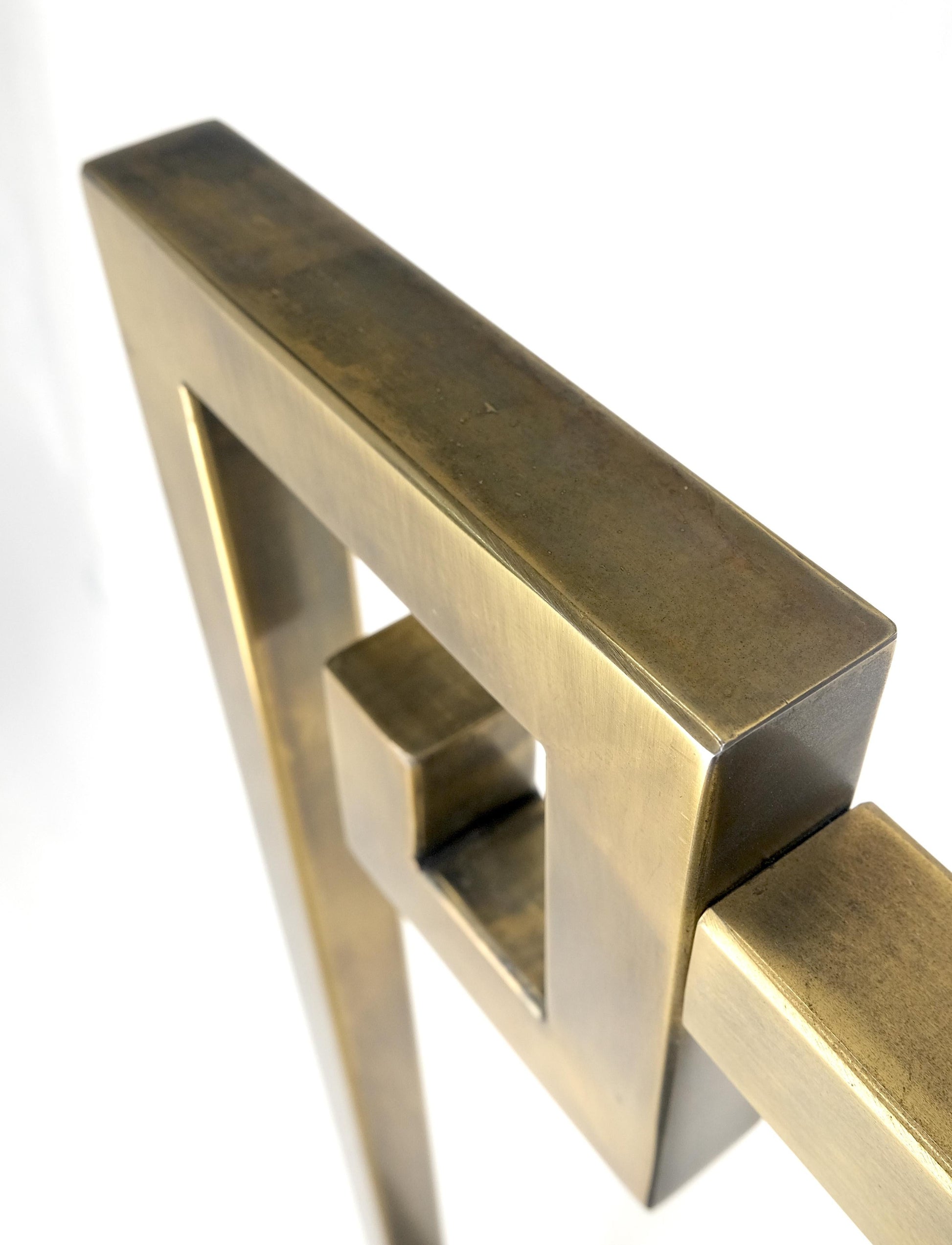 EstablishedLines Mastercraft Greek Key Style Mid Century Modern Brass Queen Size Headboard