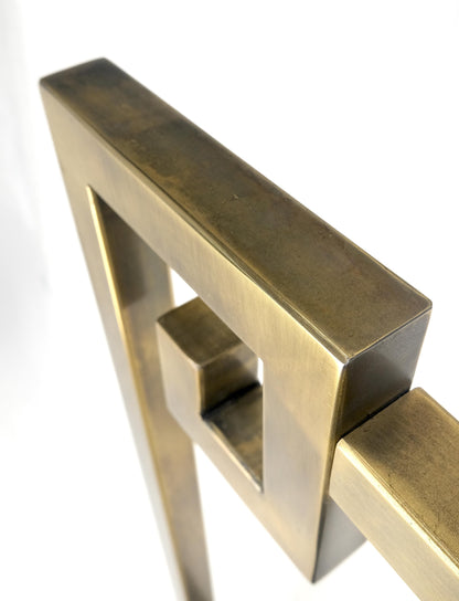 EstablishedLines Mastercraft Greek Key Style Mid Century Modern Brass Queen Size Headboard