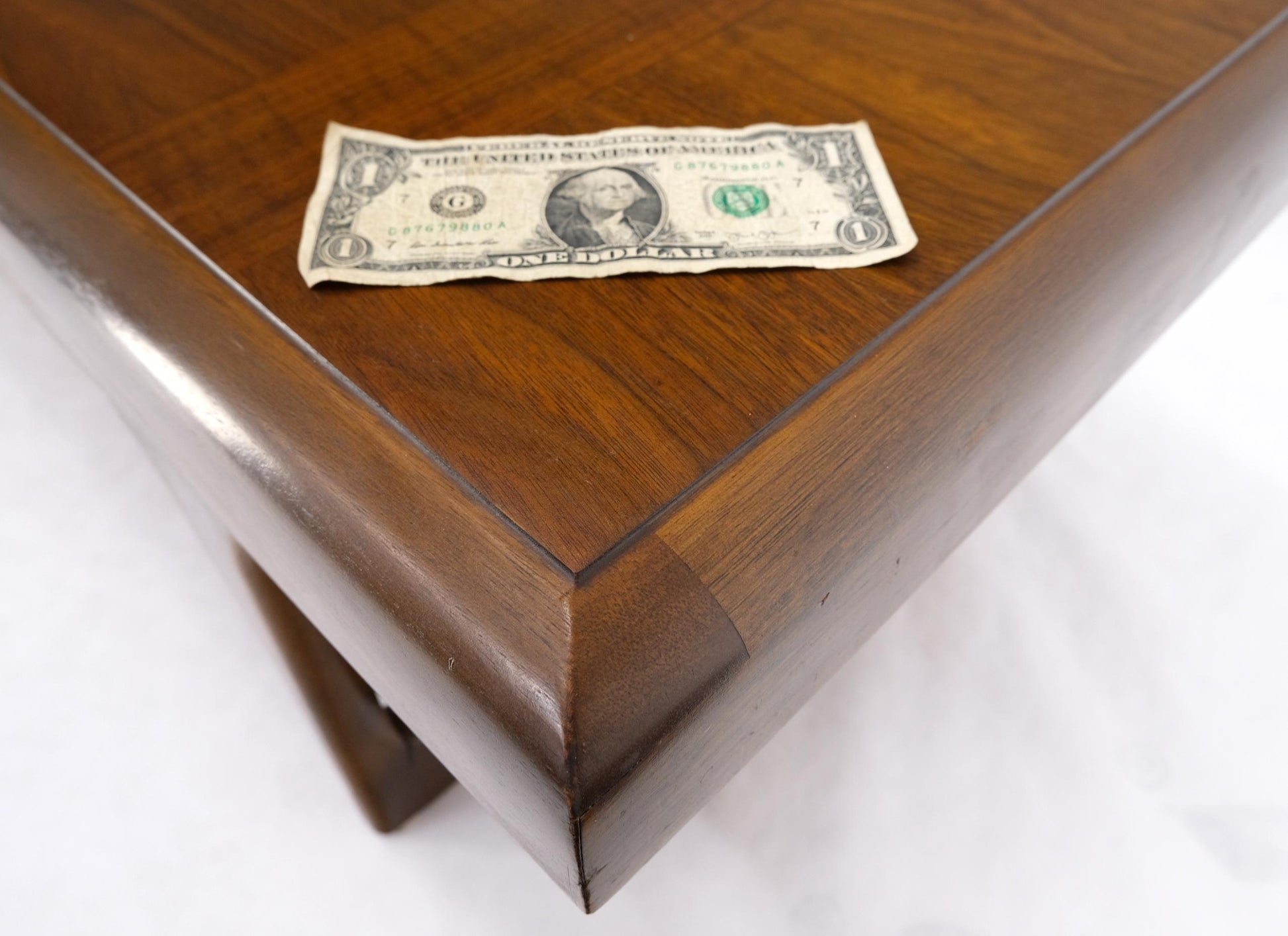 EstablishedLines Mid-Century Modern Long Walnut Bench Coffee Table by Lane