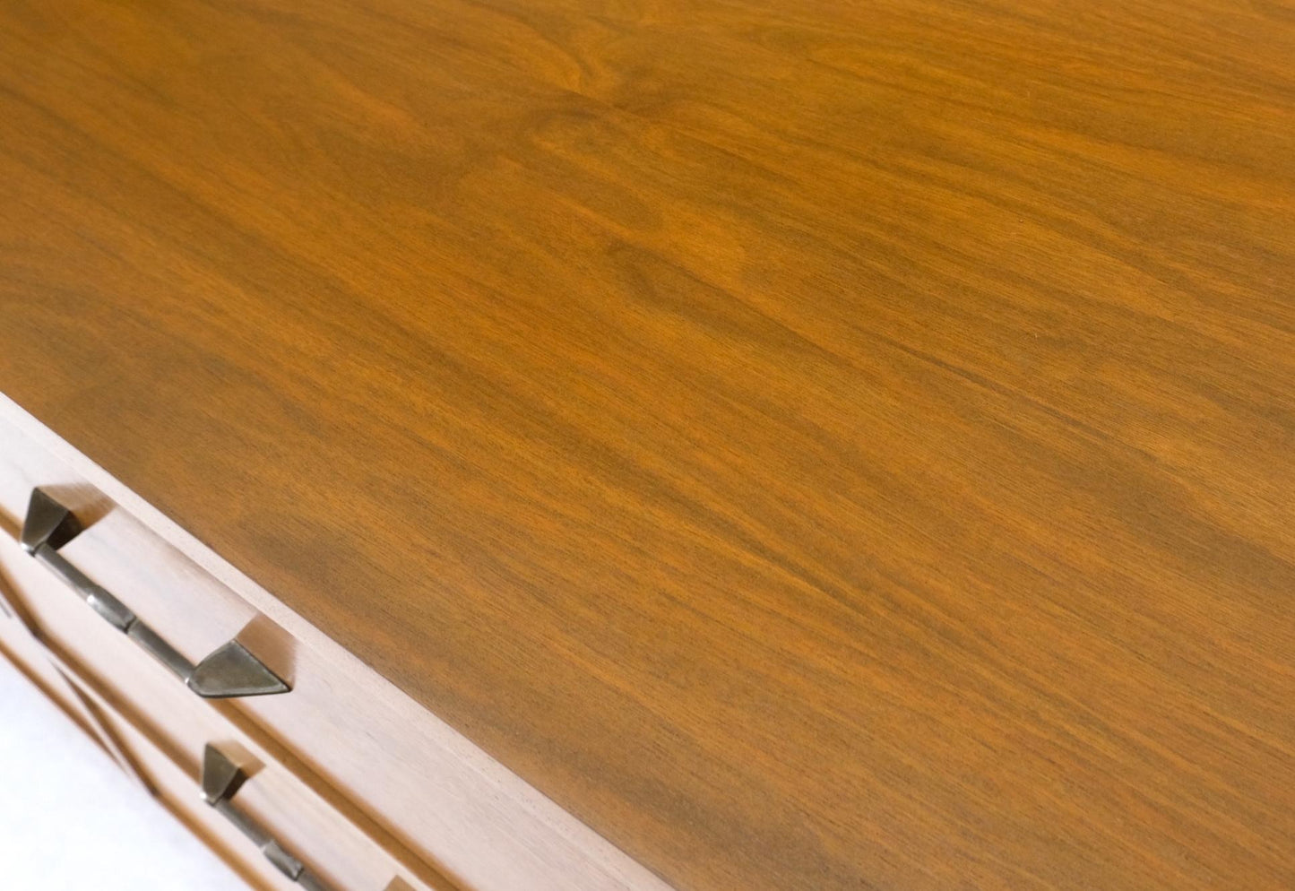 EstablishedLines 5 Drawers Two Door Compartments Long Walnut Credenza Dresser Dowel Legs Mint!