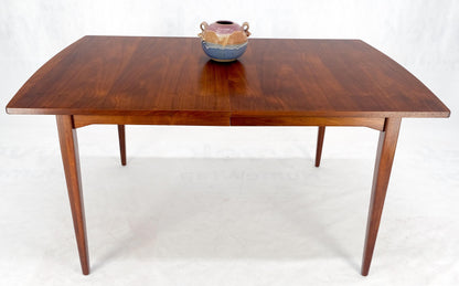 Danish Mid Century Modern Walnut Dining Table on Tapered Legs Two Leaves MINT!
