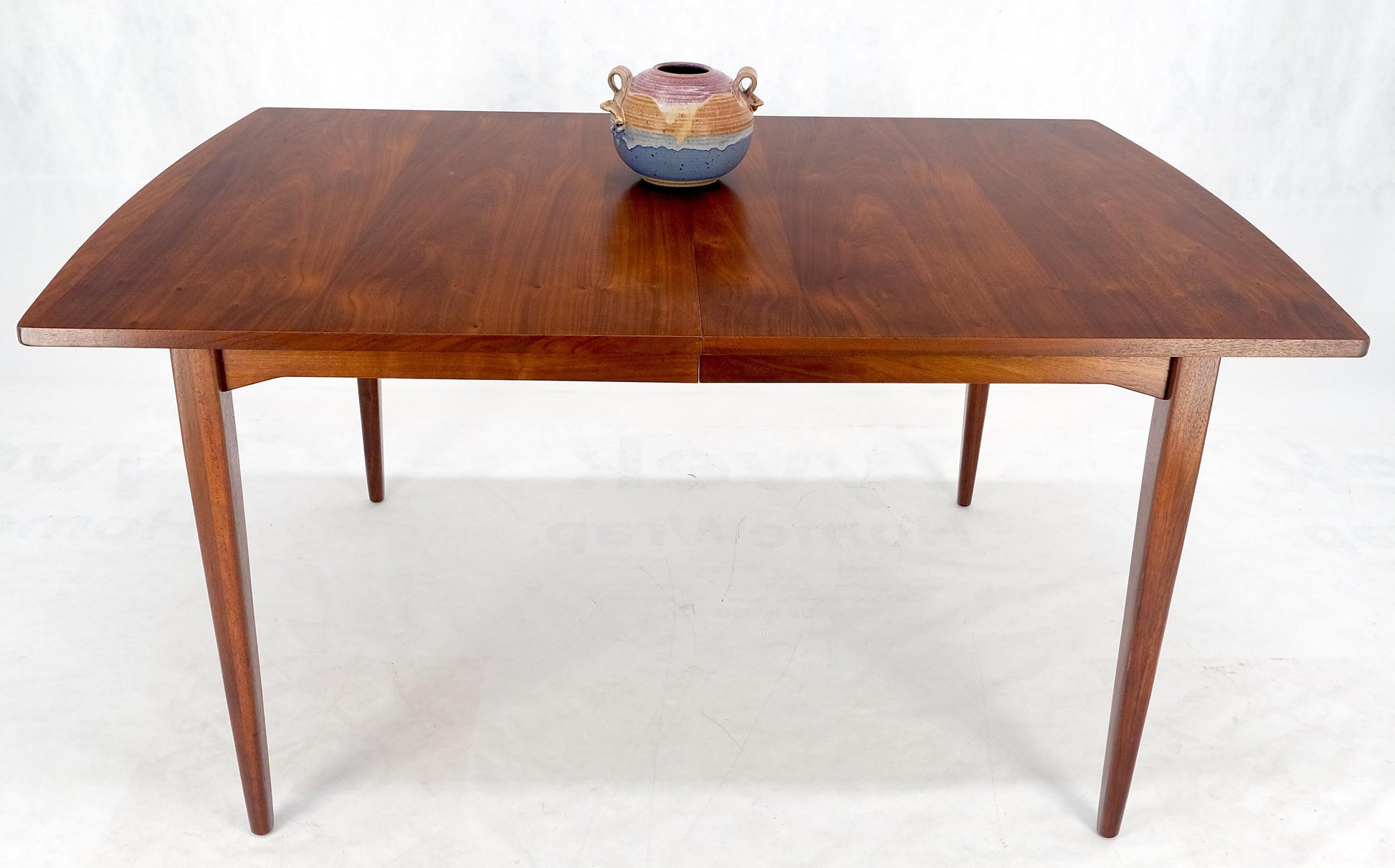 EstablishedLines Danish Mid Century Modern Walnut Dining Table on Tapered Legs Two Leaves MINT!