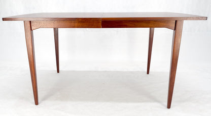 Danish Mid Century Modern Walnut Dining Table on Tapered Legs Two Leaves MINT!