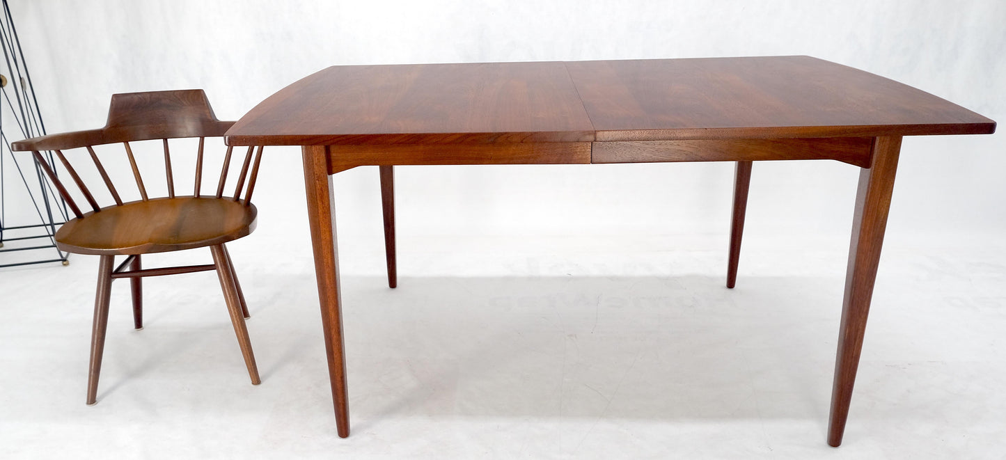 Danish Mid Century Modern Walnut Dining Table on Tapered Legs Two Leaves MINT!