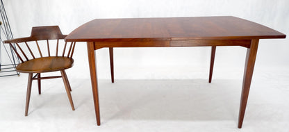 Danish Mid Century Modern Walnut Dining Table on Tapered Legs Two Leaves MINT!