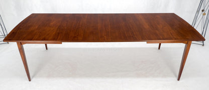 Danish Mid Century Modern Walnut Dining Table on Tapered Legs Two Leaves MINT!