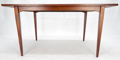 Danish Mid Century Modern Walnut Dining Table on Tapered Legs Two Leaves MINT!