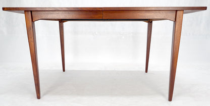 EstablishedLines Danish Mid Century Modern Walnut Dining Table on Tapered Legs Two Leaves MINT!