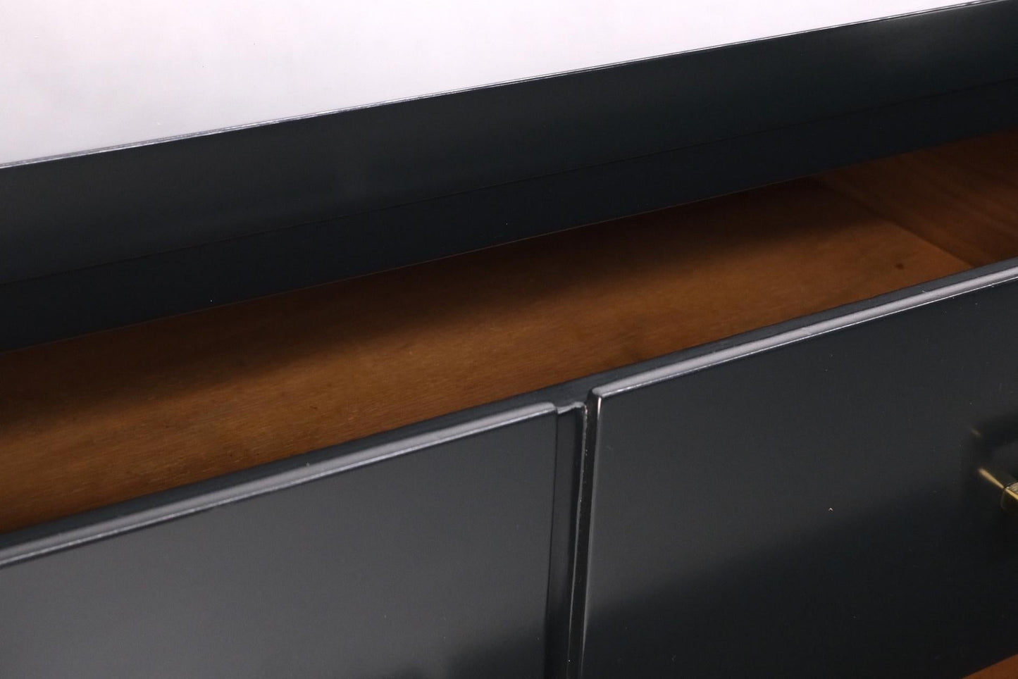 EstablishedLines Pair John Stuart Ebonized Lacquer Greek Key Brass Pulls Bachelor Chests MINT!