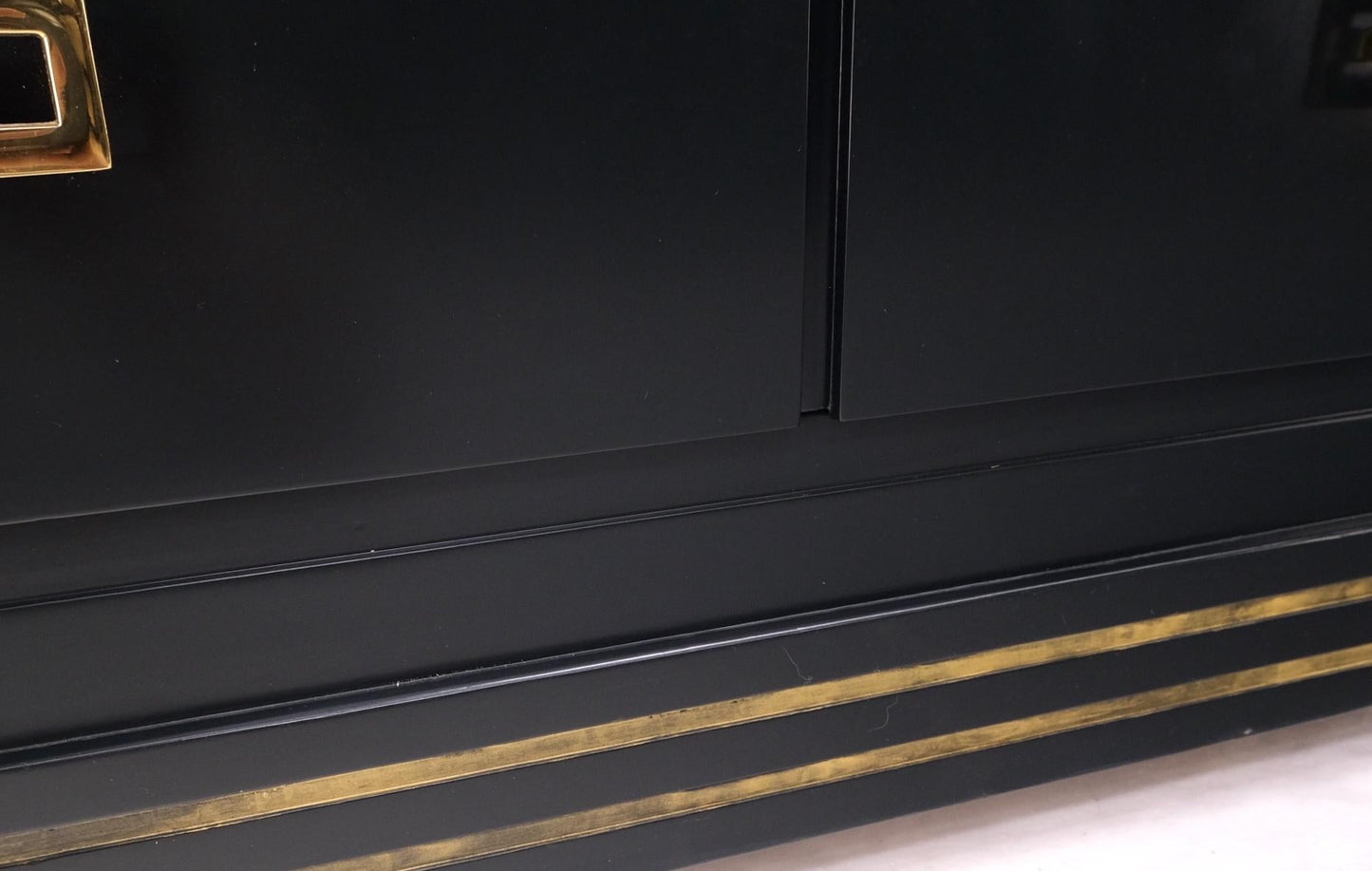 EstablishedLines Pair John Stuart Ebonized Lacquer Greek Key Brass Pulls Bachelor Chests MINT!