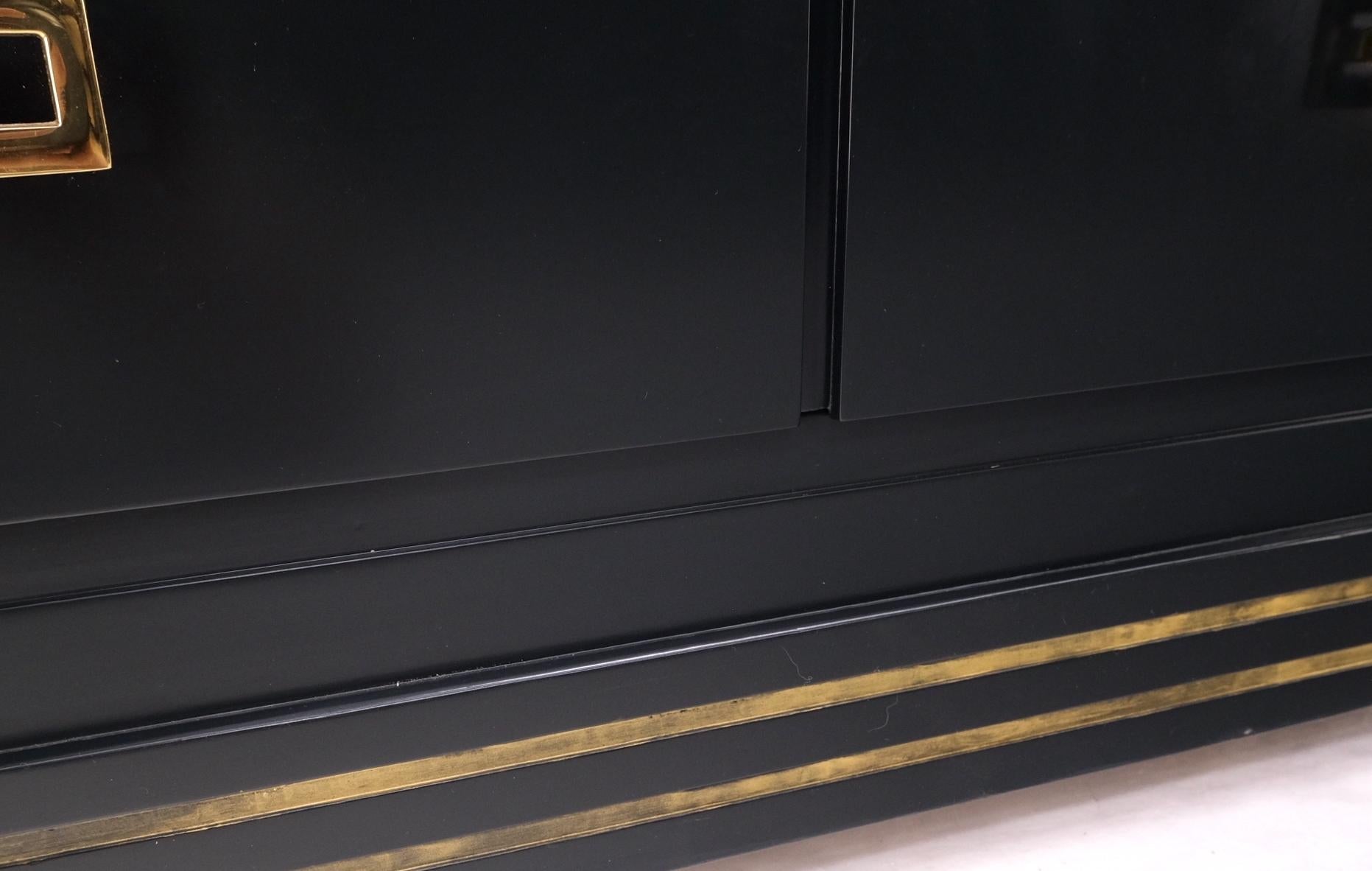 EstablishedLines Pair John Stuart Ebonized Lacquer Greek Key Brass Pulls Bachelor Chests MINT!