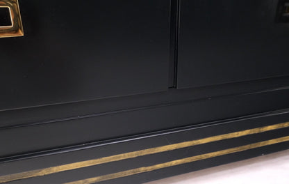 EstablishedLines Pair John Stuart Ebonized Lacquer Greek Key Brass Pulls Bachelor Chests MINT!