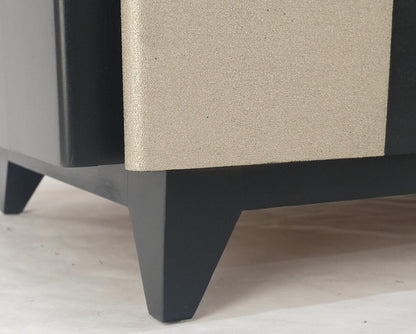 EstablishedLines Pair Black Lacquer & Silver Fitted Drawers Flip Top Vanity Chest Dressers MINT!
