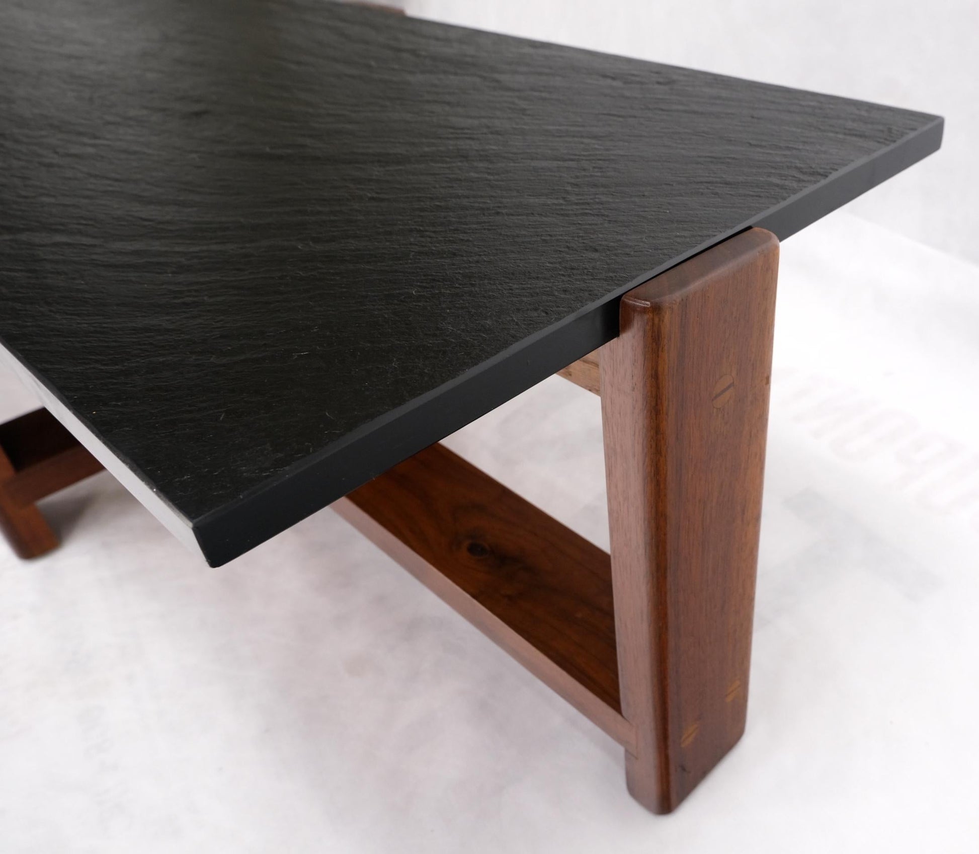 EstablishedLines Solid Walnut & Slate Rectangular Mid-Century Modern Coffee Table