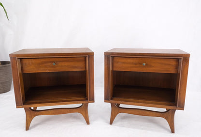 EstablishedLines Pair Walnut One Drawer Mid-Century Modern End Tables Night Stands Mint!