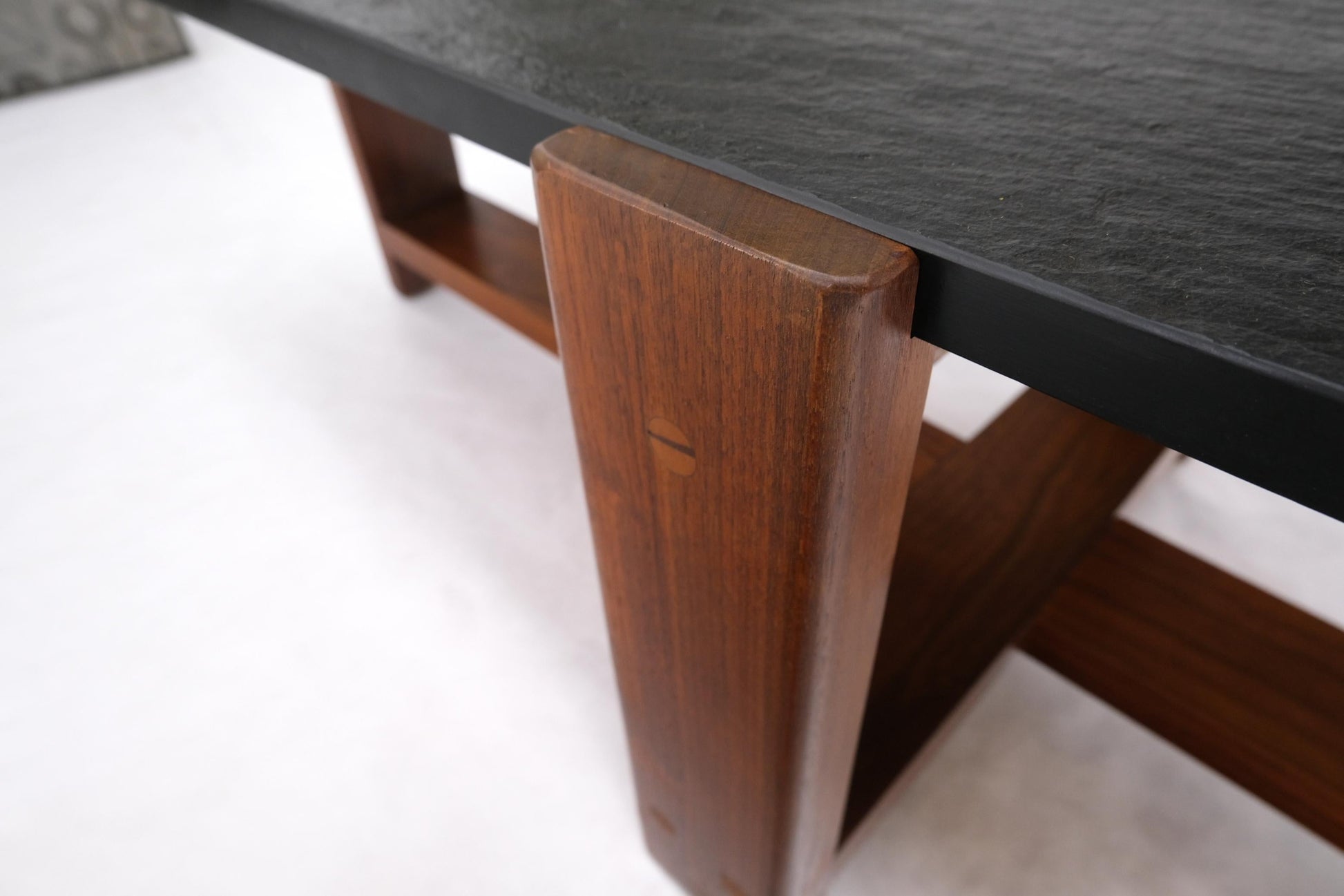 EstablishedLines Solid Walnut & Slate Rectangular Mid-Century Modern Coffee Table