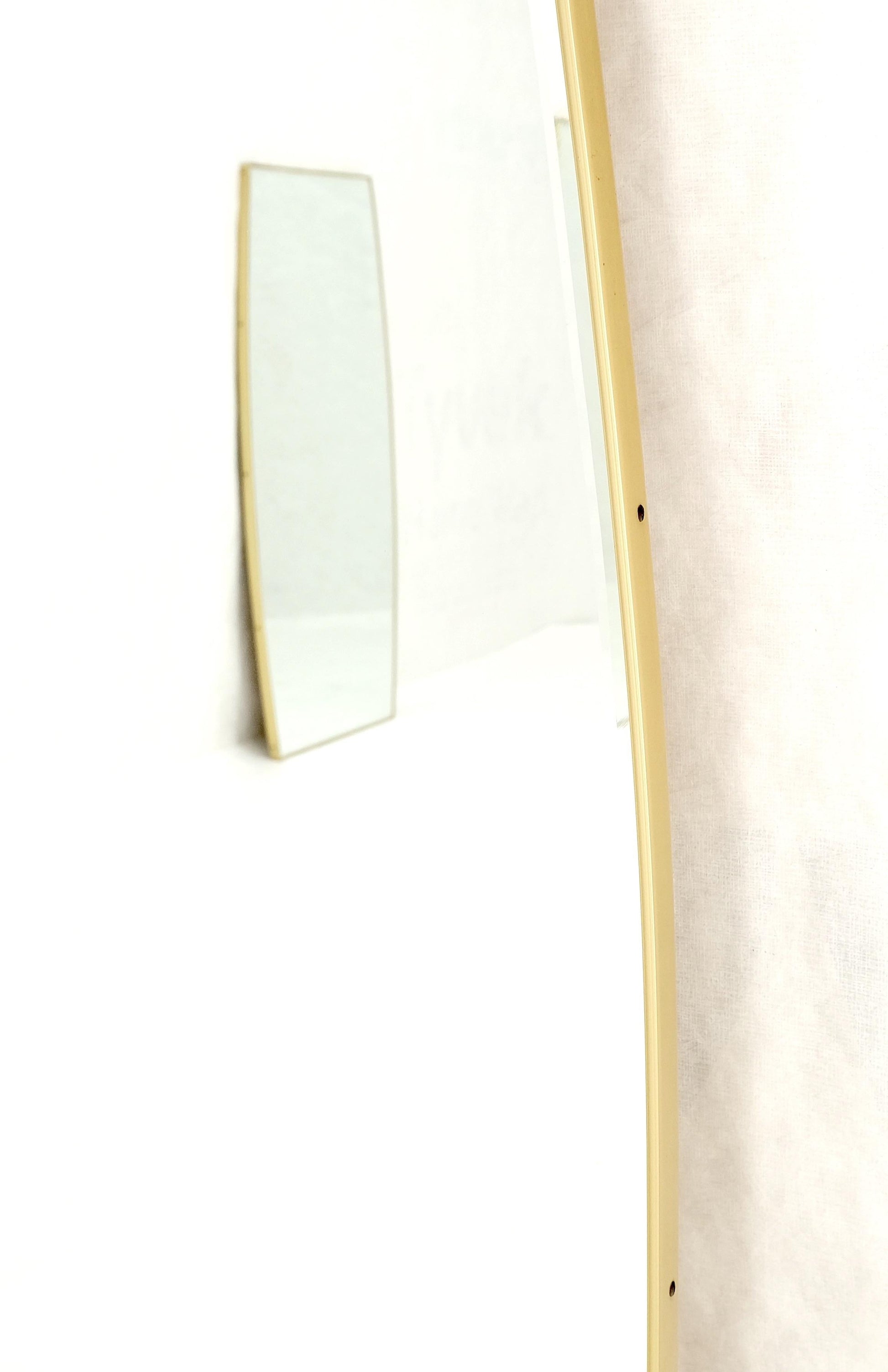 EstablishedLines Pair of 1970s Italian Mid Century Modern Boat Shape Brass Frames Mirrors MINT!