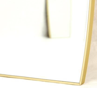 EstablishedLines Pair of 1970s Italian Mid Century Modern Boat Shape Brass Frames Mirrors MINT!