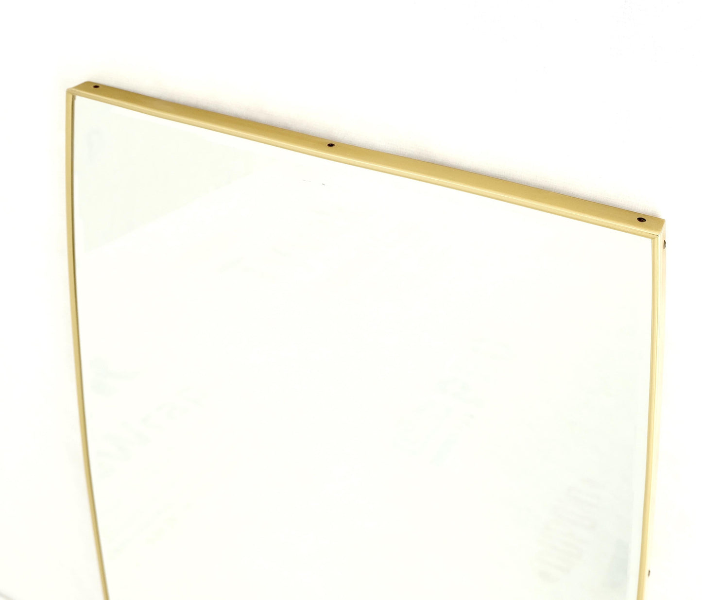 EstablishedLines Pair of 1970s Italian Mid Century Modern Boat Shape Brass Frames Mirrors MINT!