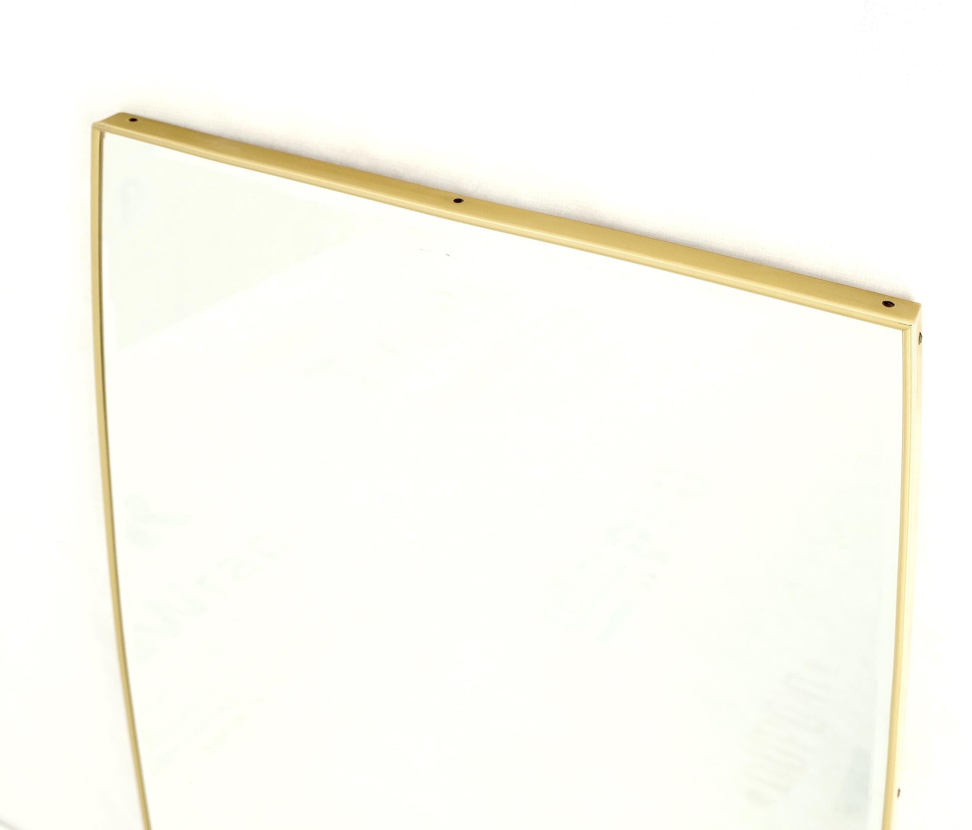 EstablishedLines Pair of 1970s Italian Mid Century Modern Boat Shape Brass Frames Mirrors MINT!