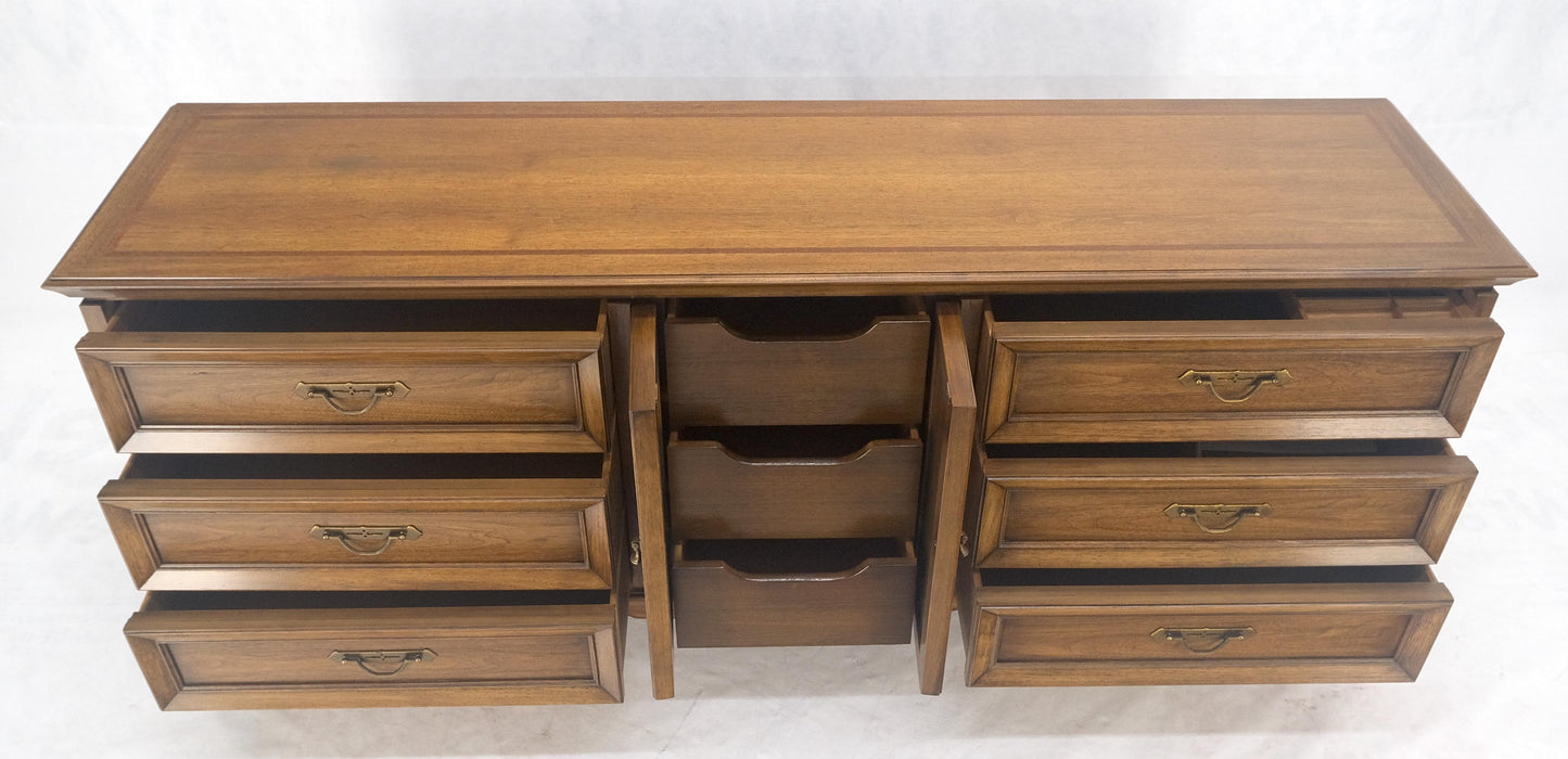 American Walnut 9 Drawers Long Dresser Credenza on Bracket Feet Tomasville MINT!