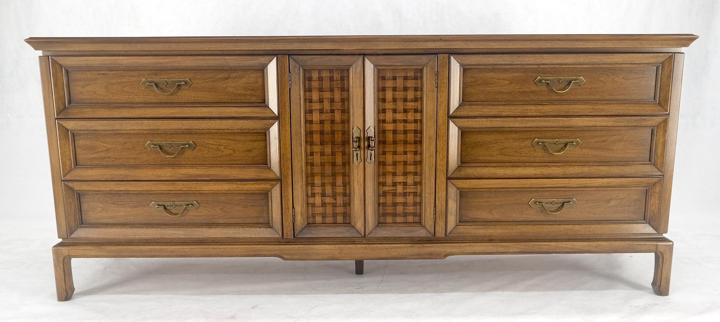 American Walnut 9 Drawers Long Dresser Credenza on Bracket Feet Tomasville MINT!