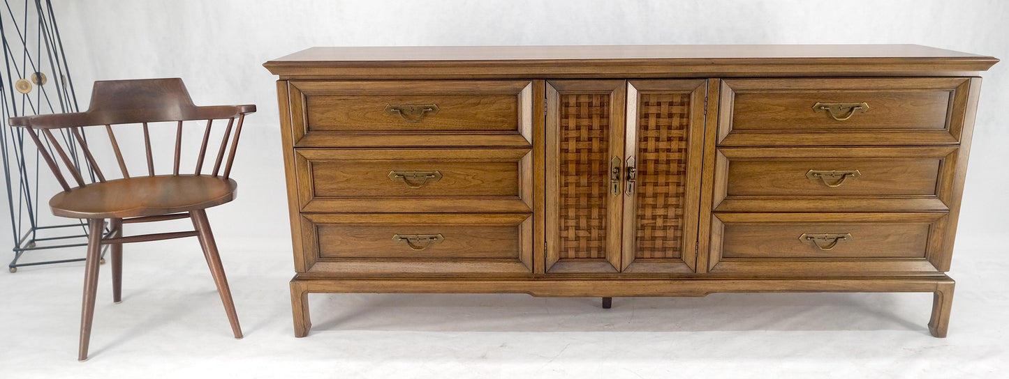 American Walnut 9 Drawers Long Dresser Credenza on Bracket Feet Tomasville MINT!