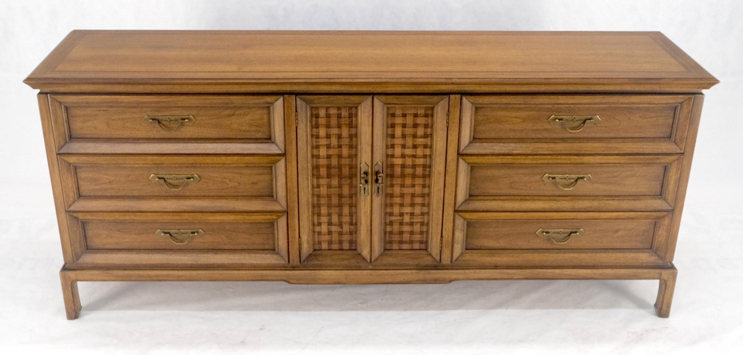 American Walnut 9 Drawers Long Dresser Credenza on Bracket Feet Tomasville MINT!
